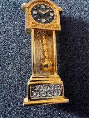 Gold-tone Mantel Clock Decorative Accent with Clear Crystal Accents